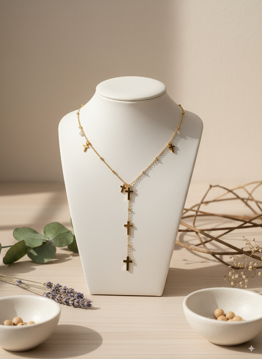 Collar cruces doradas