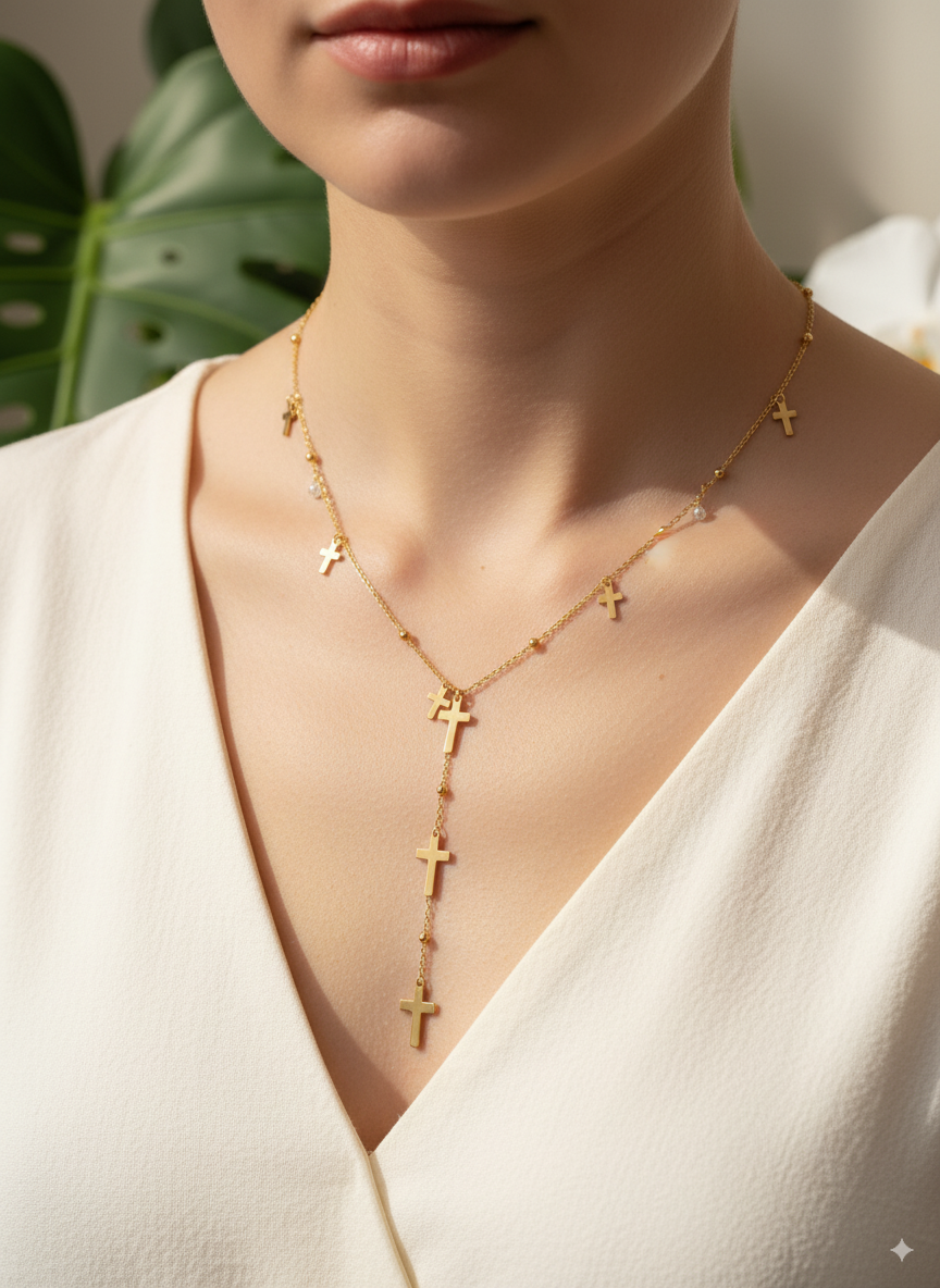 Collar cruces doradas